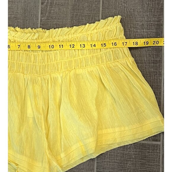 Anthropologie smocked gauze shorts XL yellow Pull On Cotton Elastic Waist NWT - Picture 9 of 14